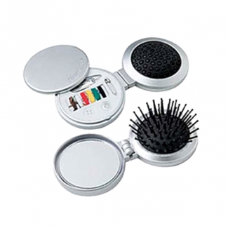 Espelho De Bolso Com Escova e Kit Costura