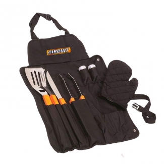 Kit Churrasco Com 7 Peças Avental e Luva